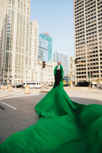 Chicago Luxury Flying Dress Photoshoot - Chicago Riverwalk photo stop: why the change of scenery matters